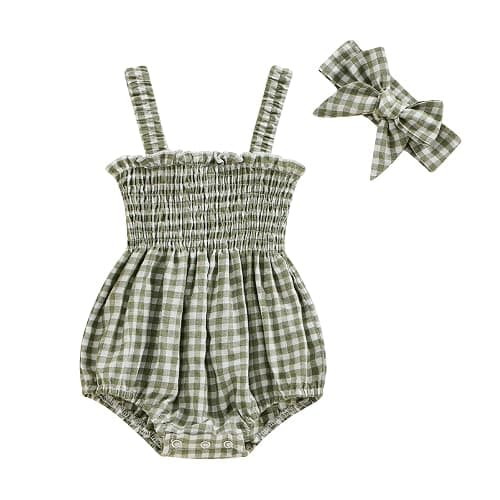 FOMOYUU Infant Newborn Baby Girl Ruffle Sleeveless Romper Summer Clothes Outfit with Cute Floral Print Jumpsuit - Image 1
