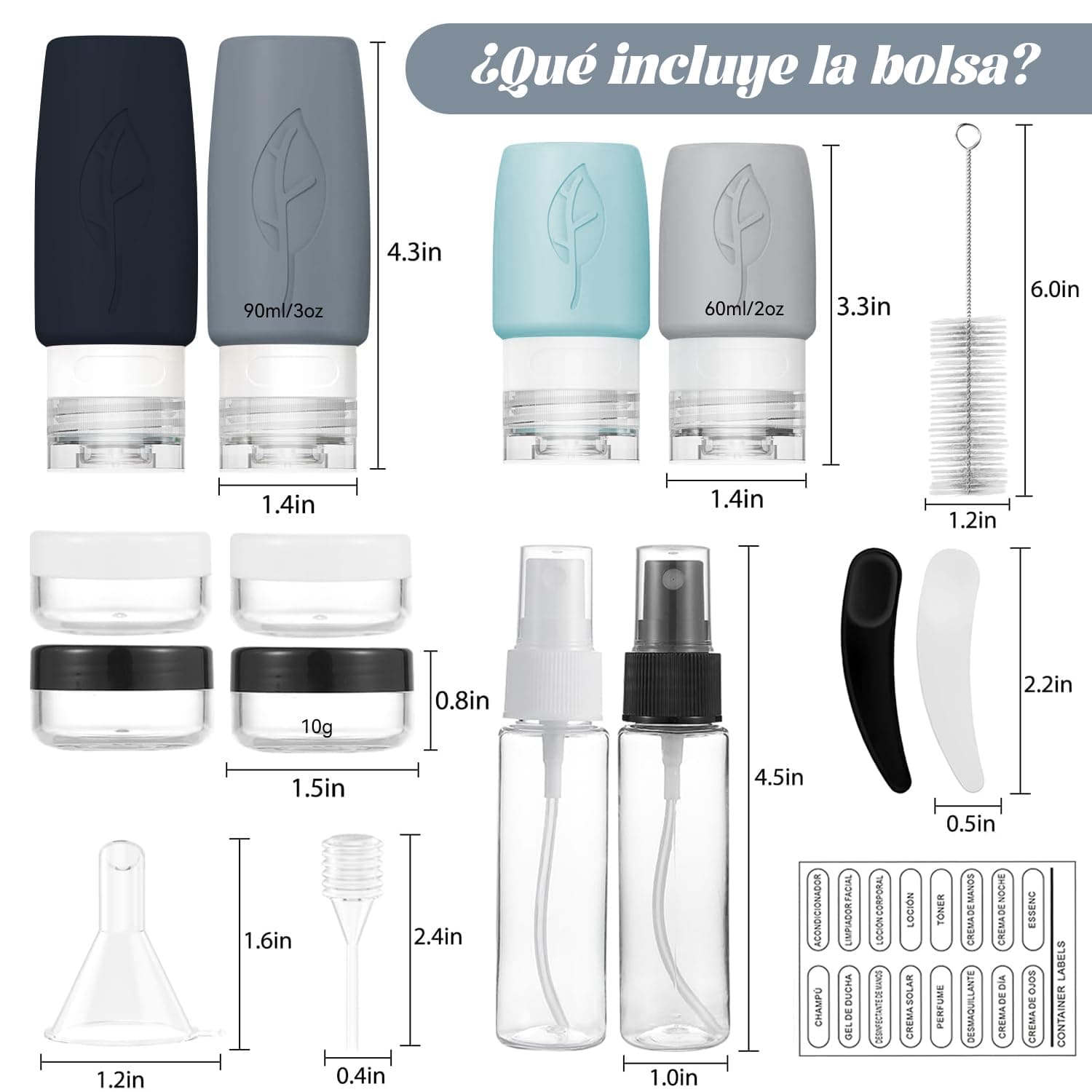 16 Piezas de Botellas de Viaje de Silicona, Contenedor de Tamaño de Viaje de 3 Oz Aprobado Por la Tsa, Sin Bpa, A Prueba de Fugas, Comprimible, Accesorios de Viaje Recargables (Colores Fríos-17 PCS) thumbnail 4