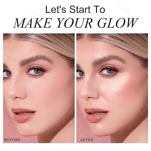 KYDA Face Highlighter Palette, High Glossy Face Illuminator Palette, Natural Glow Finish, Pearl Shimmer Smooth Baked Powder, Lasting Sparkling Champagne Highlighter Makeup-SUN GLOW thumbnail 7