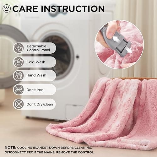 Westinghouse Electric Throw Blanket, Faux Fur Heated Blanket with 6 Heating Levels & 2-10 Hours Auto Off, Soft Cozy Sherpa Heated Blanket Washable Blanket (50" x 60" Throw Size, Pink) thumbnail 8