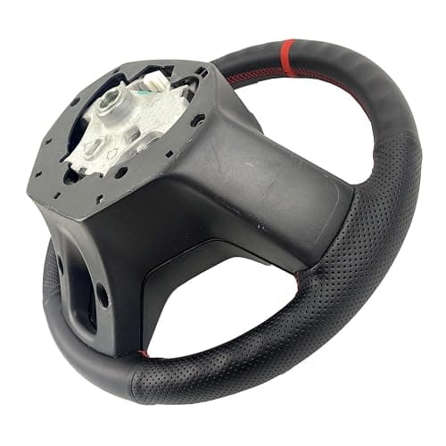 Black Side Perforated Leather Red Marker Steering Wheel Protector Cover Hand-Stitch on Wrap Fit for Dodge Ram Heavy Duty 1500/2500/3500/4500/5500 2013-2019 (Red Mark Strip) thumbnail 9