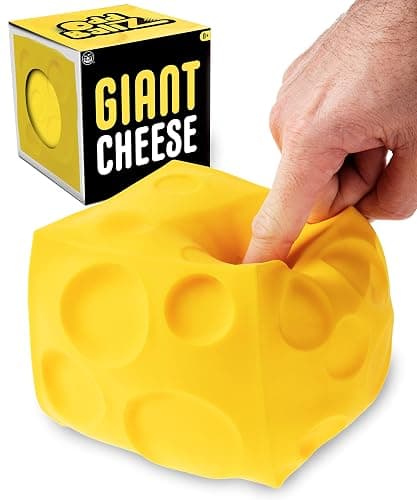 Giant Cheese Stress Ball: A squeezable stress buster that looks like a block of cheese! - Image 1