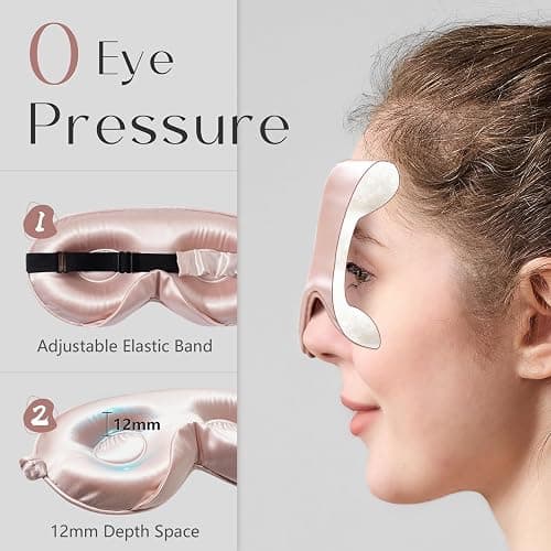 ZIMASILK Adjustable 22 Momme 100% Mulberry Silk Sleep Mask, Upgraded 3D Contoured Cup Eye Mask for Sleeping, Super Soft & Breathable Blindfold, Blackout for Deep Sleeping (Pink) thumbnail 4