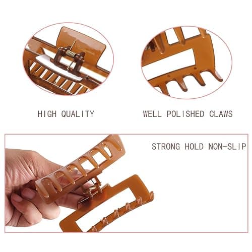 Alemaky 12 Pack Square Claw Clips, Big and Small Neutral Rectangle Hair Claw Clips, Non-slip Matte Large Hair Clips for Women,Strong Hold jaw clip for Thick Thin Hair (clear Jelly colour) thumbnail 3