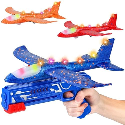 Winstico Boys Toys Age 4 5 6 7 8 9 Year Old Boy Gifts, Airplane Launcher Toy with 3 Pack Foam Glider Planes, Outdoor Garden Toys Birthday Present Gift for Kids Age 3 4 5 6 7 8 9 Year Old Boys - Image 1