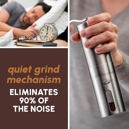JavaPresse Manual Stainless Steel Coffee Grinder - 18 Adjustable Settings, Portable Conical Burr Grinder for Camping, Travel, Espresso - With Hand Crank thumbnail 7