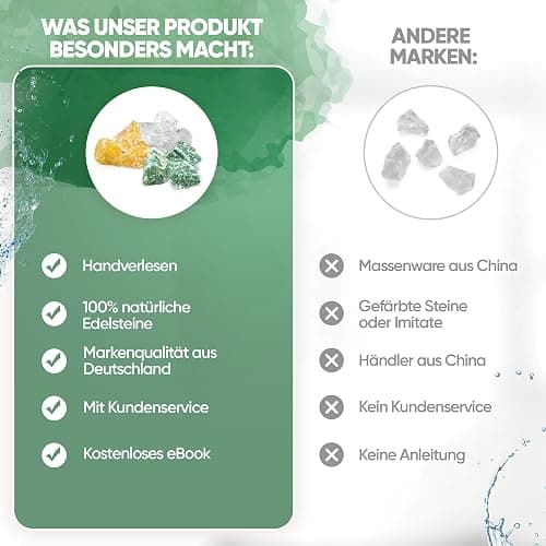 PURAJA Wasserstein Mischung Kraft & Mut | Premium Heilsteine Set aus echten Edelsteinen: Bergkristall, Orangencalcit, Aventurin | 100% natürliche Kristalle thumbnail 7