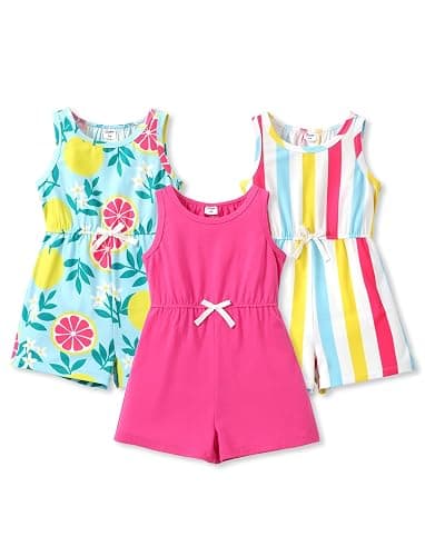 PATPAT Girls Jumpsuit 3 Pieces Floral Rompers Little Girl Elastic Waist Sleeveless One Piece Knit Jumpsuits - Image 1