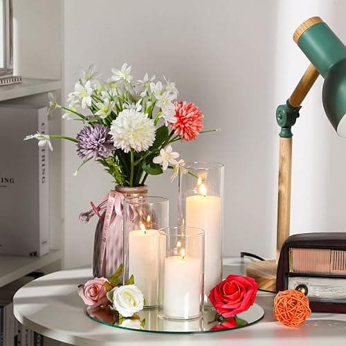 Shihanee 144 Pcs Pillar Candles and Glass Cylinder Vases Clear Cylinder Holders for Slim Pillar Candles Table Decoration (White) thumbnail 4