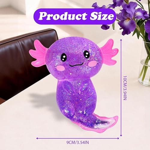 Axolotl Squishy Stress Ball, Soft TPR Slow Rising Squeeze Toy, Cute Axolotl Fidget Toy for Stress Relief, Anxiety Calming Sensory Toy for Kids Adults(Purple Long Tail Axolotl) thumbnail 2