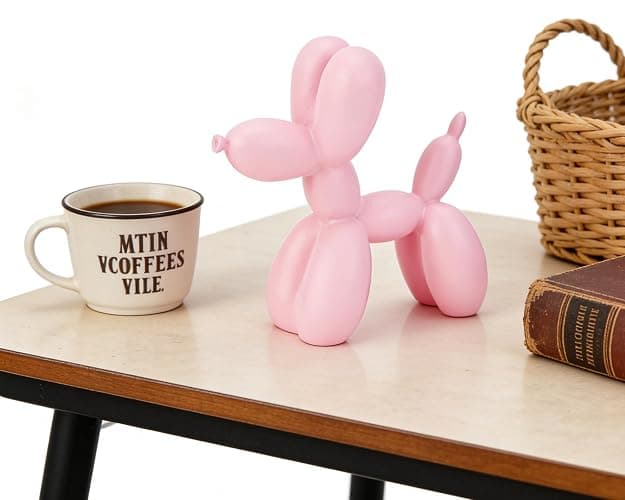 AMOIENSIS Pink Balloon Dog Statue Decor, 4 inch Small Knick Knacks Balloon Dog Animal for Desk Shelf Decor thumbnail 8