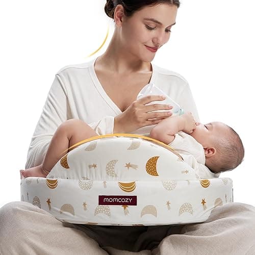 Momcozy Innovative Safety Fence Nursing Pillow - Firm & Springy Memory Foam - Stable, Ergonomic Support & Comfort - Wider Breastfeeding Cushion, Adjustable, Removable Cover, Baby Safety Certified - Image 1