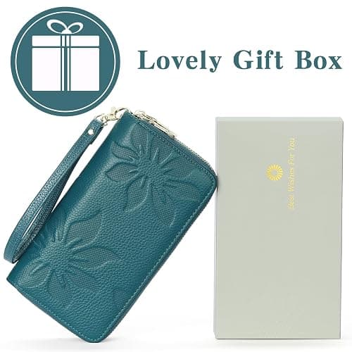 GOIACII Women's Wallet Large Capacity Double Zip Ladies Card Phone Holder RFID Blocking Wristlet Leather thumbnail 6