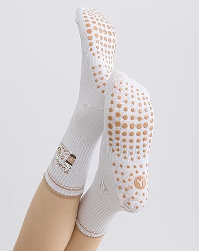 Yawlsow Pilates Grip Socks for Women Yoga Grippy Socks Cute Barre Non Skid Athletic Crew Sticky Sock Workout Hospital thumbnail 4