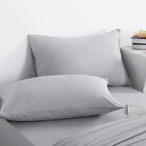NTBAY Twin Comforter Set with Sheets, 5 Pieces Soft and Breathable Twin Bedding Set, Twin Bed in a Bag, Down Alternative Comforter Set Solid Color All Season, Kids Bedding Set, Light Grey thumbnail 6