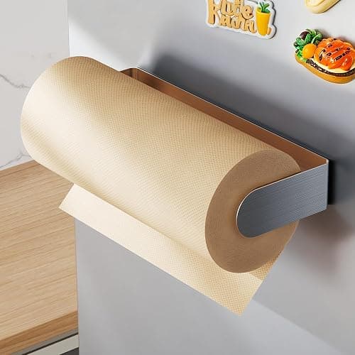 ZUNTO Magnetic Paper Towel Holder for Refrigerator – Strong Magnet Kitchen Paper Towel Rack for Grill, RV & Pantry – Sleek Silver Design thumbnail 5
