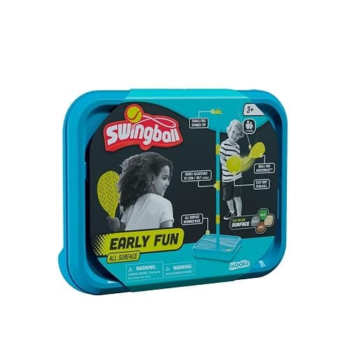Early Fun All Surface Junior Swingball Set, For ages 3+, Introduction to Swingball, Foam Ball and little hands bats, Tangle Free Top Spinner, All Surface Base, Blue and Yellow, 36 x 46 x 10 cm thumbnail 5