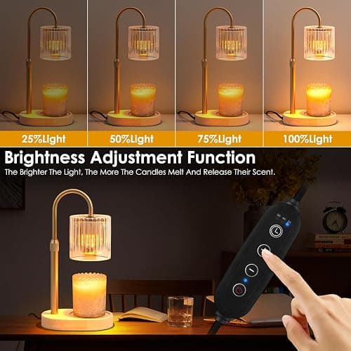 Candle Warmer Lamp with Timer: Modern Style Adjustable Height Candle Warmer Lamp Home Decor Safe Flame Free for Wax Blocks and Jar Candles thumbnail 4