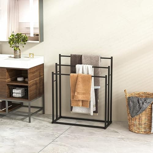 Honiter Towel Racks for Bathroom, 3 Tier Free Standing Towel Rack, Blanket Drying and Display Rack for Oversized Bath Towels Bathroom Accessories, Next to Tub or Shower thumbnail 7