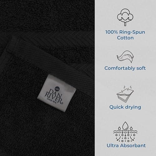 DAN RIVER 2 Pack Luxury Bath Sheets 35x70, 600 GSM, Soft & Quick Dry 100% Ring Spun Cotton Towels Ideal for Hotels, Spas, Gyms & Salons Extra Large, Black thumbnail 3