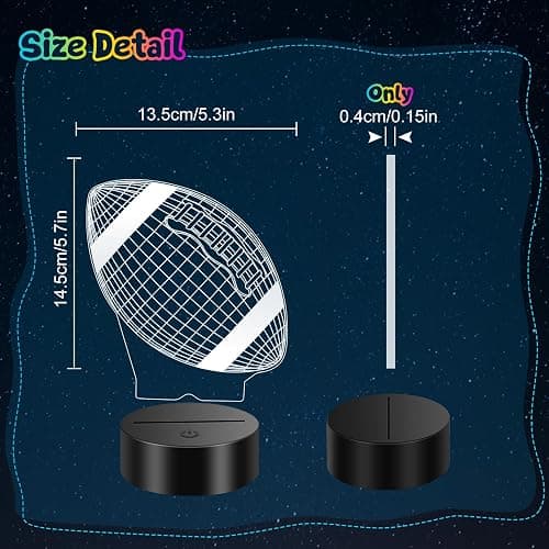 Linkax Football Gifts Stocking Stuffers for Kids Teens Boys Girls, Rugby 3D Illusion Night Light Christmas Gifts for Kids, 6 7 8 9 10 11 12 13 Year Old Birthday Presents Room Decor, Toys for Ages 8-13 thumbnail 3