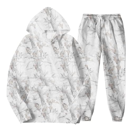2 Piece Camo Sweatsuits for Men Women Maple Leaf Print Hoodies Y2K Camouflage Joggers Pants Casual Loose Tracksuits - Image 1