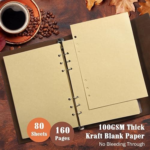 Leather Journals Notebooks with Blank Pages, Vintage Refillable Journal for Writing, Personal Travel Diary Art Sketchbook to Write in, Gifts for Women, Men, Teen Girls and Boys, 160 Pages A5 (Blue) thumbnail 5