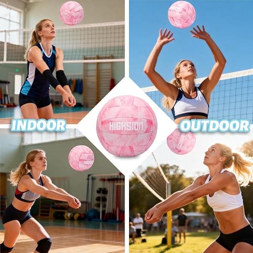 Soft Touch PU Leather Volleyball Official Size 5 Thickened Durable Indoor Outdoor Waterproof Volleyball for Teen Girls Kids Team Beginners Beach, Pool, Gym Training & Games(Deflated,With Pump) thumbnail 5