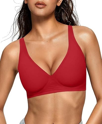 OEAK Womens Deep V Bras Wireless Comfortable Bra Supportive No Underwire Bras Tshirt Push Up Bralettes Plunge Seamless Bra - Image 1