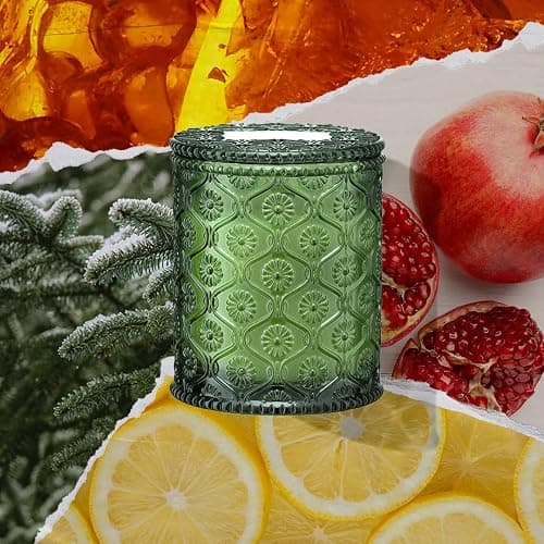 LA Jolie Muse Pomegranat Pine Scented Candle, Holiday Candle Gifts, Candles for Home Scented, 40 Hours Burn Time thumbnail 2