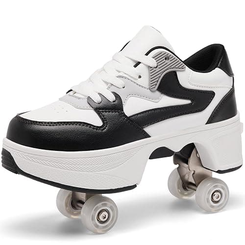 ANEFUN 4 Wheel Pop-Up Roller Skate Shoes for Women Men Girls Boy Fashion Outdoor Indoor Quad-Skates for Kids & Adults - Image 1