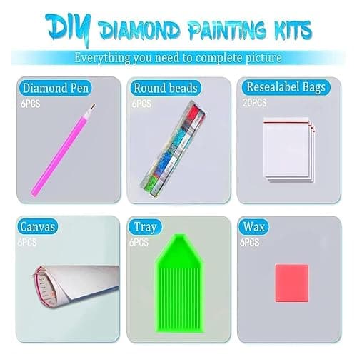 DOTSOPS Diamond Painting Kits Art Adults Painting Kit Crafts DIY 5D Diamond Art Packs Kits Full for Adults Beginner Home Wall Decoration Gift 11.8x15.7 Inches (6 Pack Great Wave) thumbnail 4