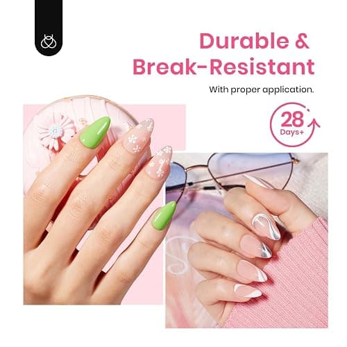Beetles Gel Short Almond Nail Tips, 288Pcs Pre-Shape Clear Short Almond Gel Press On Nail Fake Nails Easy Nail Extension Full Cover False Nails for Gel Nail Polish Gelly Tips DIY Nail Salon thumbnail 6