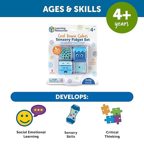 Learning Resources Cool Down Cubes Sensory Fidget Toys - Quiet Fidgets for Kids, Toddlers, and Adults - Calming Corner Items for Classroom or Home, Small Tactile Tools for Play, Focus, and Travel thumbnail 5