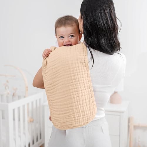 Comfy Cubs Muslin Burp Cloths 20x10" 10 Pack, Baby Burp Cloths - Multi Girl | Large, 6-Layer, Ultra Absorbent 100% Cotton Burp Cloths for Baby Drool and Messes - Soft, Safe & Gentle for Boys & Girls thumbnail 2
