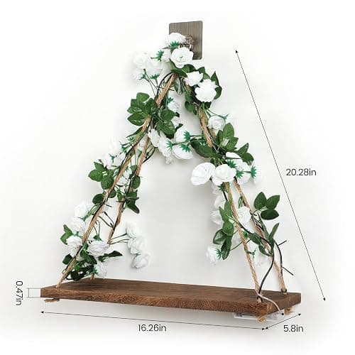 Shelf for Wall,Floating Shelves,Floating Shelves for Wall No Drilling,Adhesive Shelves,Command Strip Shelf,Room Decor Aesthetic,Thanksgiving Decorations,Christmas Decorations,2-Piece Set(White Flower) thumbnail 2