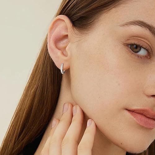 micuco 3 Pairs Small Hoop Earrings Tiny Cartilage Earrings for Women Cubic Zirconia Earrings Huggie Hoop Ear Piercing Earrings for Men 8mm 10mm 12mm thumbnail 9