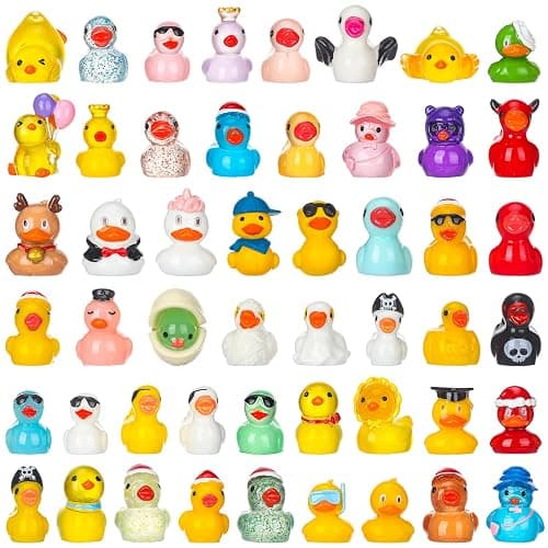 Leyndo 50 Pcs Mini Resin Colorful Ducks Plastic Tiny Animals to Hide Miniature Figures Small Figurines Craft Ornament for Garden Dollhouse Micro Landscape Ornament Decoration - Image 1