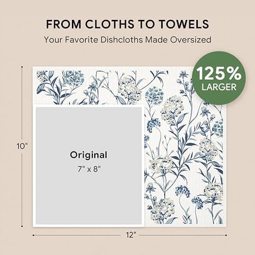 RECYCO Swedish Dishcloths for Kitchen | 4 Pack Oversized Washable Dish Rags | Large Cellulose Reusable Cleaning Paper Towels | Absorbent Counter Dish Cloth Sponge XL Kitchen Wipes, 12" L x 10" W thumbnail 3