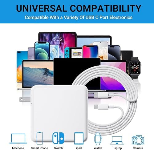 Mac Book Air Charger - 96W USB C Charger, Fast Charger for MacBook Pro M1 M2 M3 M4, Ipad Pro, Smart Phone and All USBC Device,Extra a Storage Bag for Travel/School/Business Trip thumbnail 5