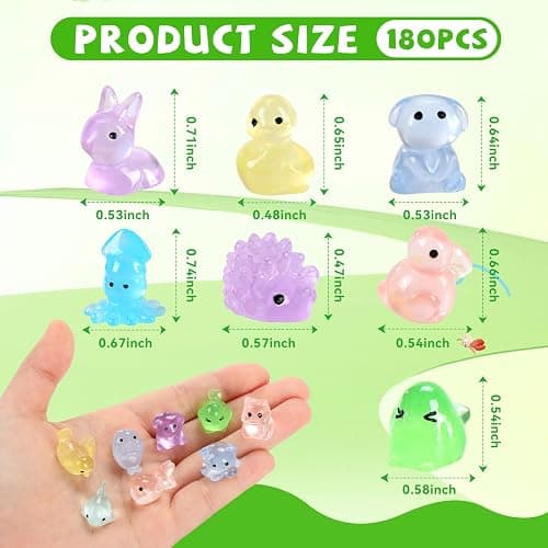 Alotiki 180 PCS Luminous Mini Resin Animals, 60 Styles Tiny Resin Animals | Mini Figurines In Bulk for Fairy Gardens, Classroom Prizes, Party Decor, DIY Crafts, Mini Glow In The Dark Resin Animals Bulk thumbnail 3