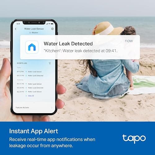 Tapo T300 Smart Water Leak Detector, Water Leak Sensor, Drip Leak Alert, Real-Time Notifications, 90 dB Alarm, IP67 Waterproof, Battery Included, Flexible Installation, Visible Alarm with Tapo Lights thumbnail 5