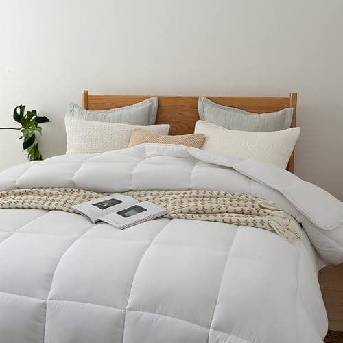 Dorrin Nessin Queen Size Down Alternative Comforter All Season Duvet Insert(White,90x90)-Ultra Soft Double Brushed Microfiber Quilt Cover, Classic Box Stitched with 8 Corner Tabs thumbnail 4
