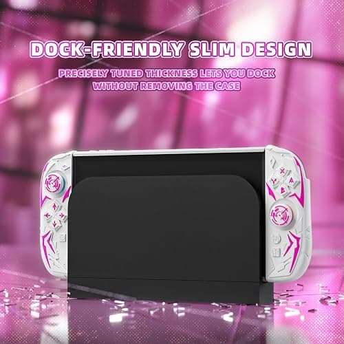 PlayVital Cyber Spider Protective Case for Nintendo Switch 2, Ergonomic Anti-Slip Silicone Grip Covers, Dockable Hard Case Shell for Switch 2 with Joystick Cap & Sticker, Shockproof Skin - White thumbnail 2
