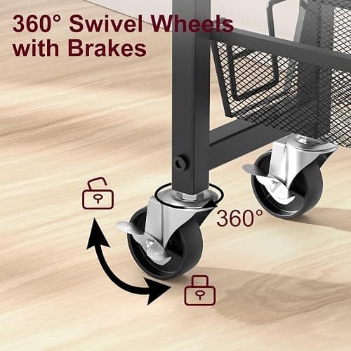 Honest Slim Storage Cart 4-Tier Slim Rolling Cart with Metal Frame and Wooden Top, 6.3 Inches, Storage Cart for Kitchen, Dining Room, Living Room, Bathroom, Home Office, Rustic Brown and Black thumbnail 8