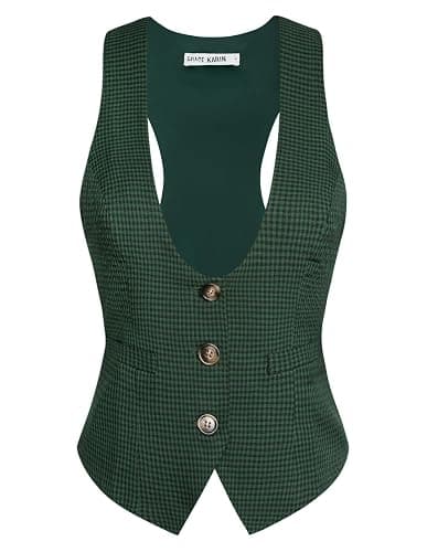 GRACE KARIN Women's Suit Vest Top, Dressy Casual Sleeveless Button Wasitcoat, Fromal Steampunk Blazer For Work Office - Image 1