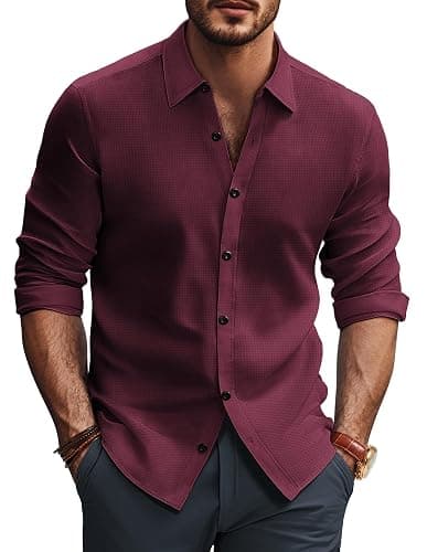 PJ PAUL JONES Mens Long Sleeve Button Down Shirts Wrinkle Free Stretch Untucked Dress Shirts Business Casual Shirt - Image 1