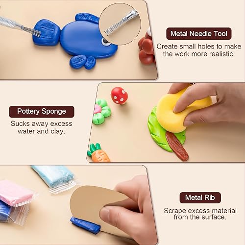 Amrules Clay Tools Kit, 27 PCS Pottery Tools, Practical Polymer Clay Sculpting Tools Kit, Air Dry Clay Tools Set for Adults, Pottery Craft, Dotting, Carving, Drawing, Molding, Modeling, Shaping thumbnail 6