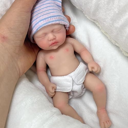 Mire & Mire 7 inch Boy Miniature Sleeping Full Silicone Mini Baby Dolls with Feeding Accessory Lifelike Baby Doll Soft Realistic Baby Doll thumbnail 8