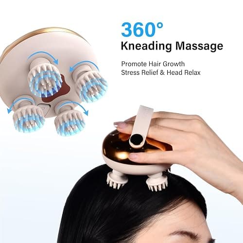 arboleaf Electric Scalp Massager, Waterproof Head Massager with Replacement Silicone Heads for Hair Growth, Handheld Massager for Head Body Relaxation, Stress Relief and Hair Care, Gifts for Women Men thumbnail 7